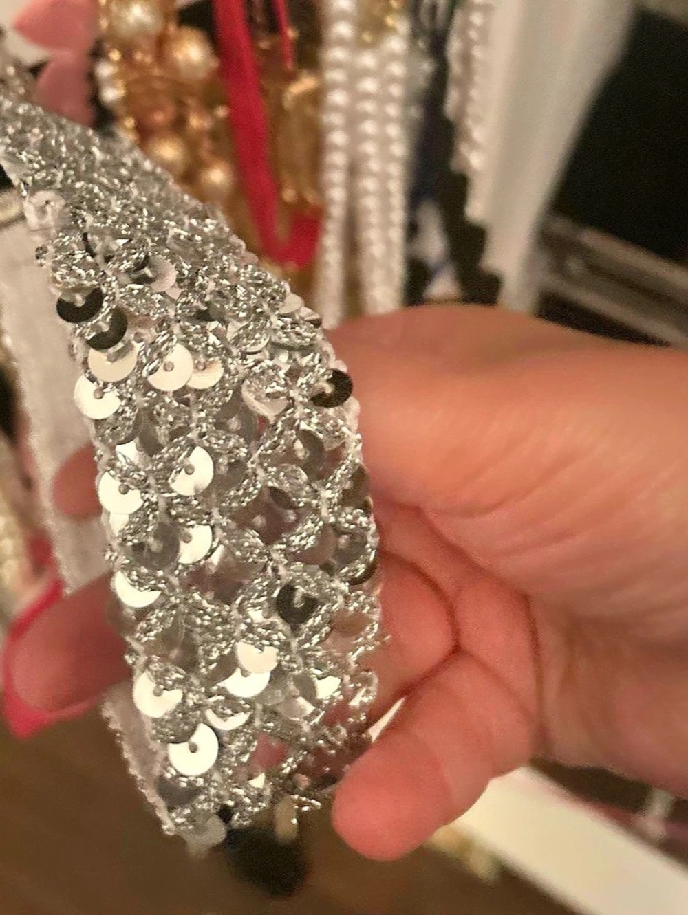 Silver Sequin Headband Like New